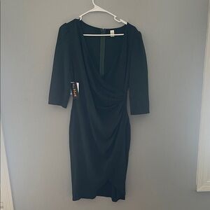 Elegant Long Sleeve Green Dress